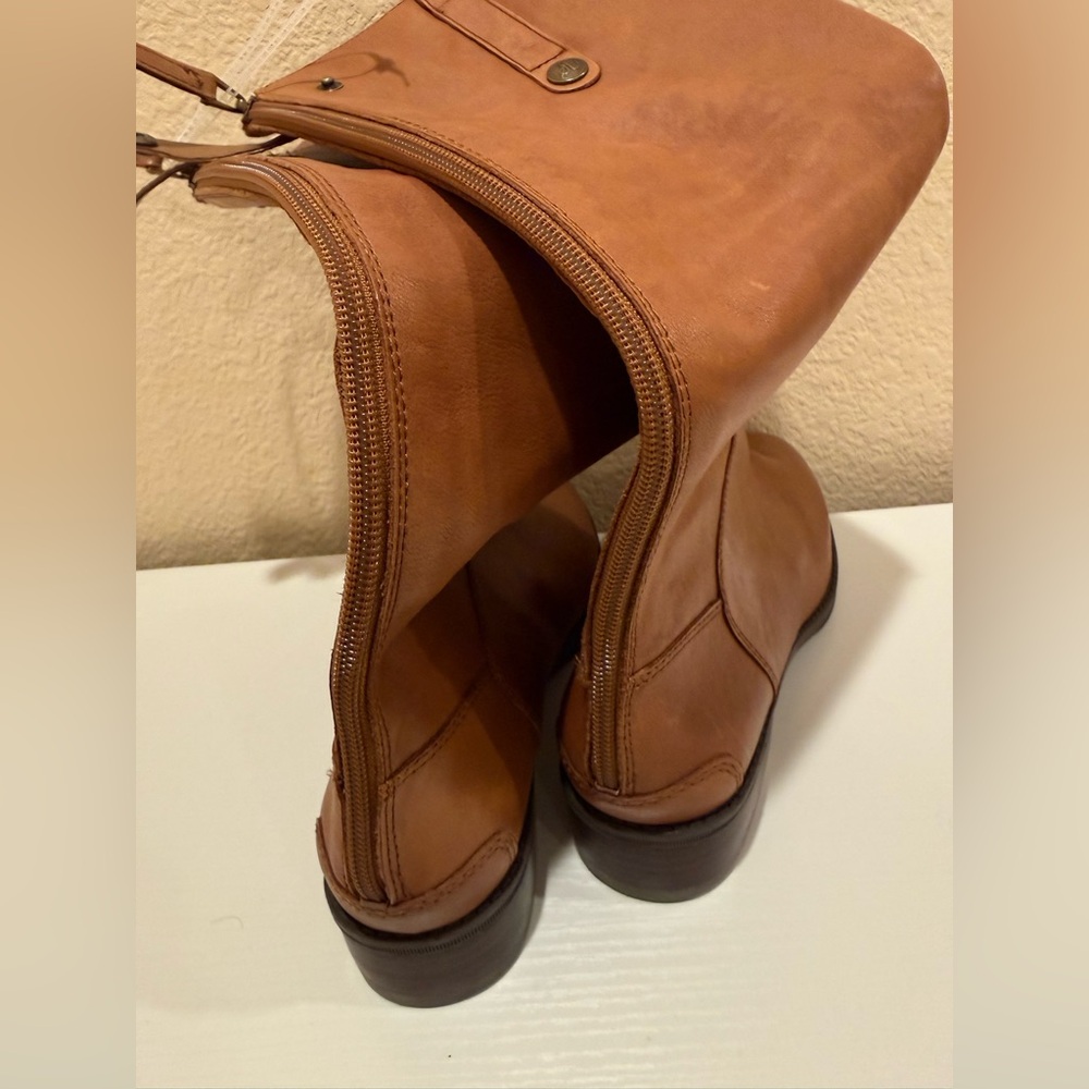 Sam Edelman Penny Whiskey Leather Tall Equestrian Back Zip Riding Boots - Picture 3 of 16